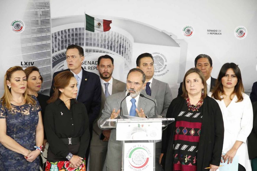 Senador Gustavo Madero Muñoz, Conferencia de prensa de las y los senadores del PAN, encabezados por el coordinador, Damián Zepeda Vidales.
