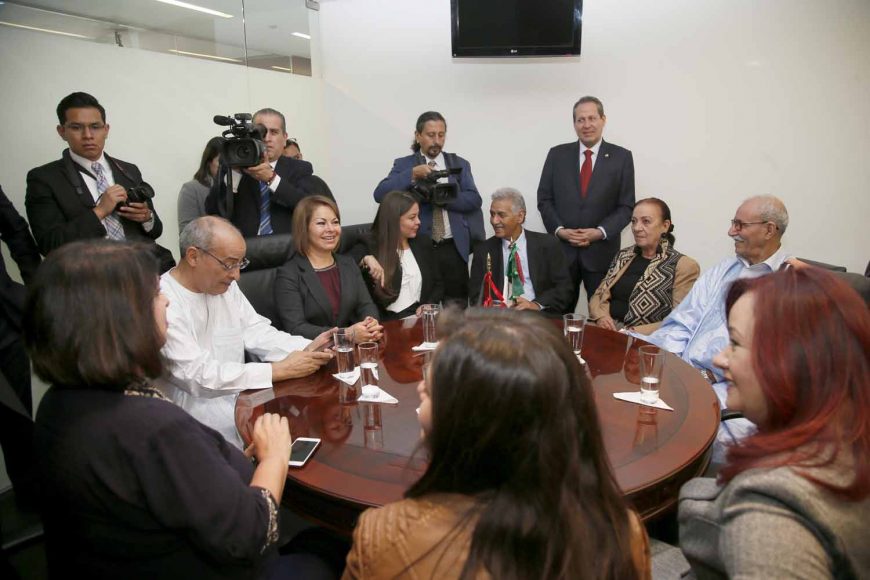 Senadora Minerva Hernández Ramos durante visita del Presidente de la República Árabe Saharaui