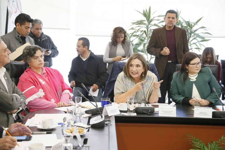 Senadora Xóchitl Gálvez Ruiz al intervenir en reunión de trabajo de las Comisiones de Gobernación y Anticorrupción, Transparencia y Participación Ciudadana, con la titular de la Secretaría de la Función Pública.