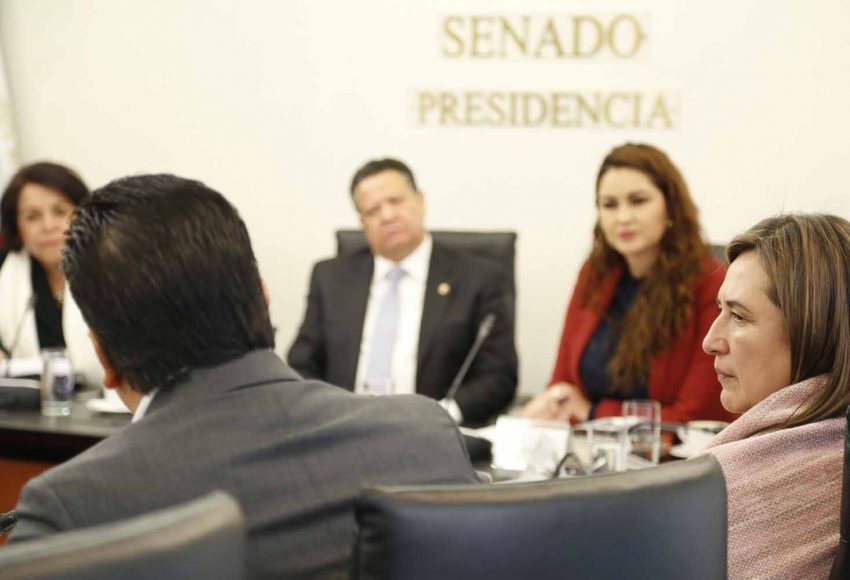 17 de diciembre de 2018.- Los senadores del PAN Xóchitl Gálvez Ruiz y Damián Zepeda Vidales, durante la tercera sesión de la Comisión de Justicia en la comparecencia de candidatas y candidato a Ministra o Ministro de la SCJN.