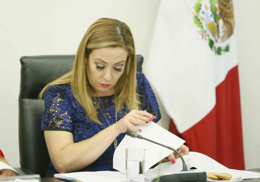 Senadora Alejandra Noemí Reynoso durante la reunión de la Segunda Comisión