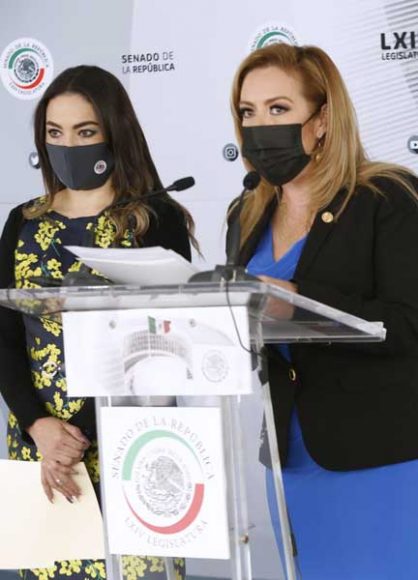 Conferencia de prensa ofrecida por las senadoras Alejandra Reynoso Sánchez y Martha Cecilia Márquez Alvarado, previo al inicio de la sesión ordinaria